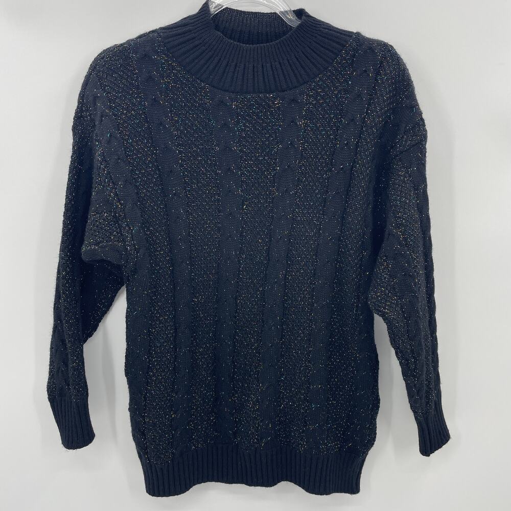 Vintage DEMETRE Pure Virigin Wool Womens Size S Pullover Sweater Metallic Thread